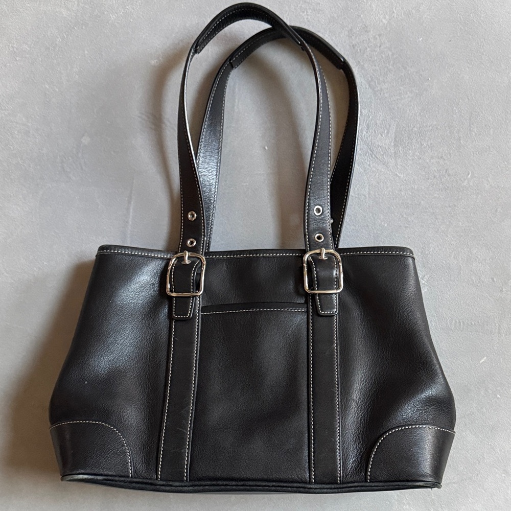 Vintage Coach Black Leather Tote Bag